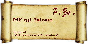 Pétyi Zsinett névjegykártya